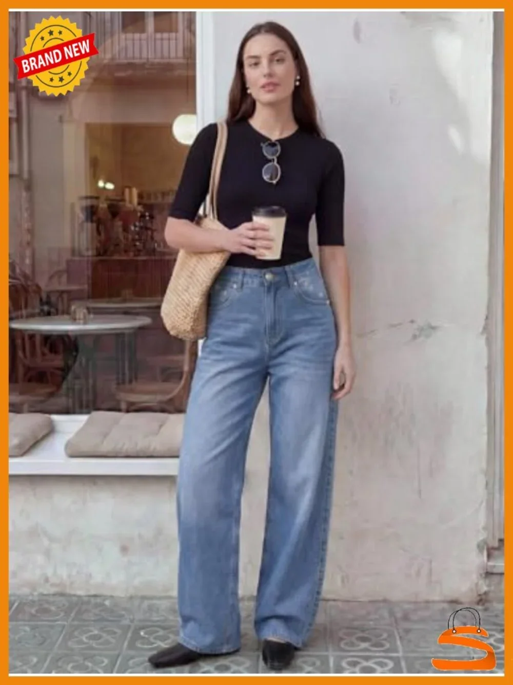 High Waisted Barrel Jeans Wide Leg Stretchy Baggy Denim Pants